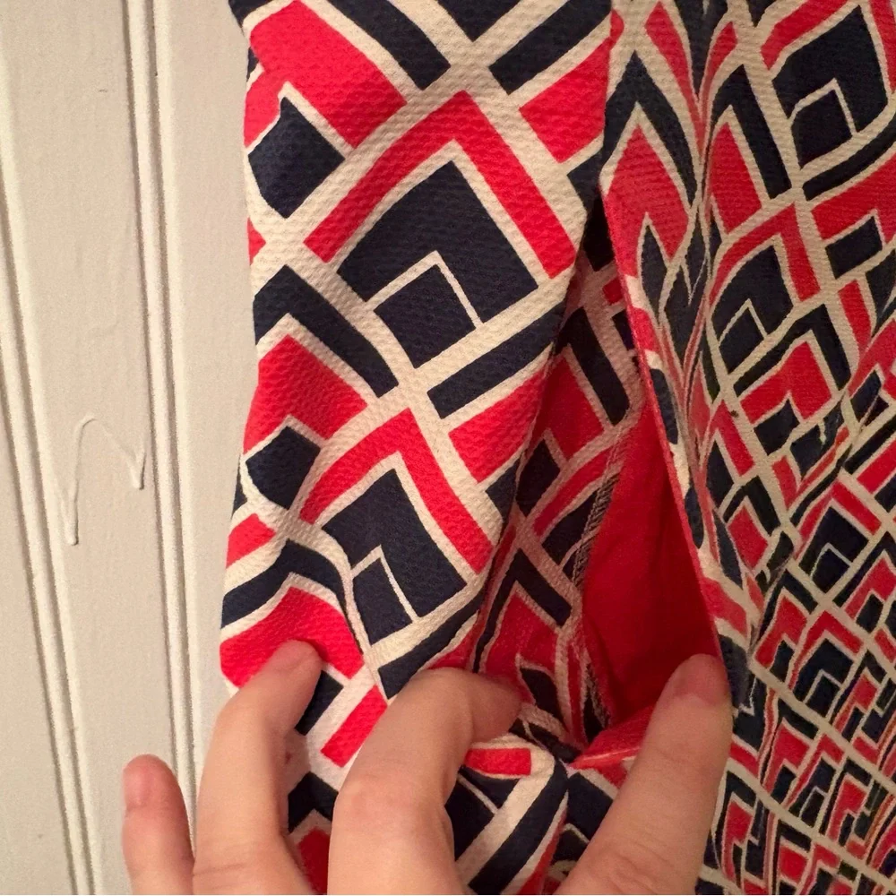 GAP A-Line Geometric Print Dress | Size 14 | Coral, Navy, White - Picture 7 of 11